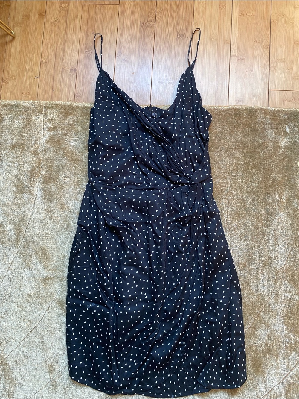 Volcom Black Slip Dress with White Polka Dots